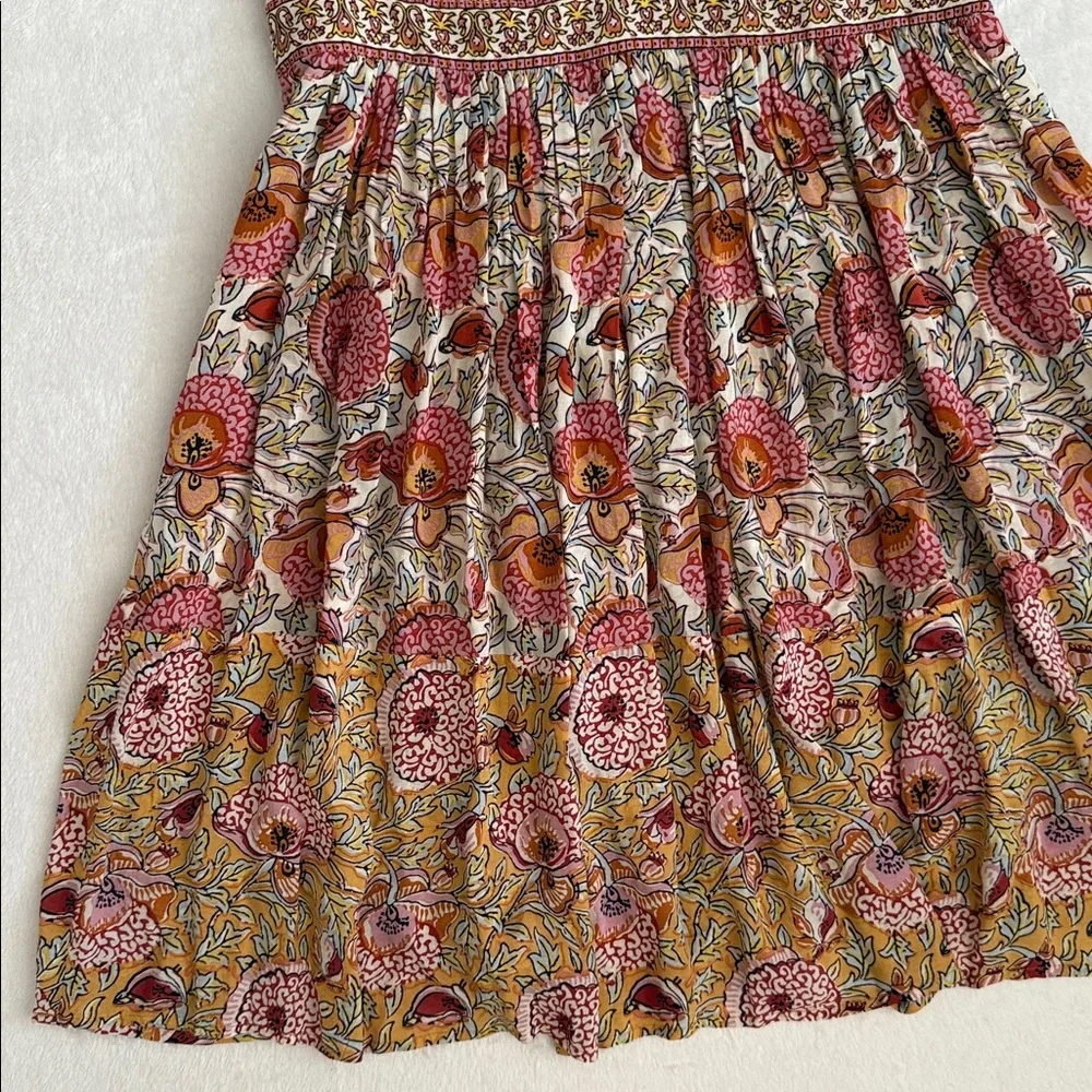 ba&sh | Valia Mixed Floral Print Short Sleeve Boho Mini Dress 1E22VALI Ocre (XS) - Picture 8 of 16